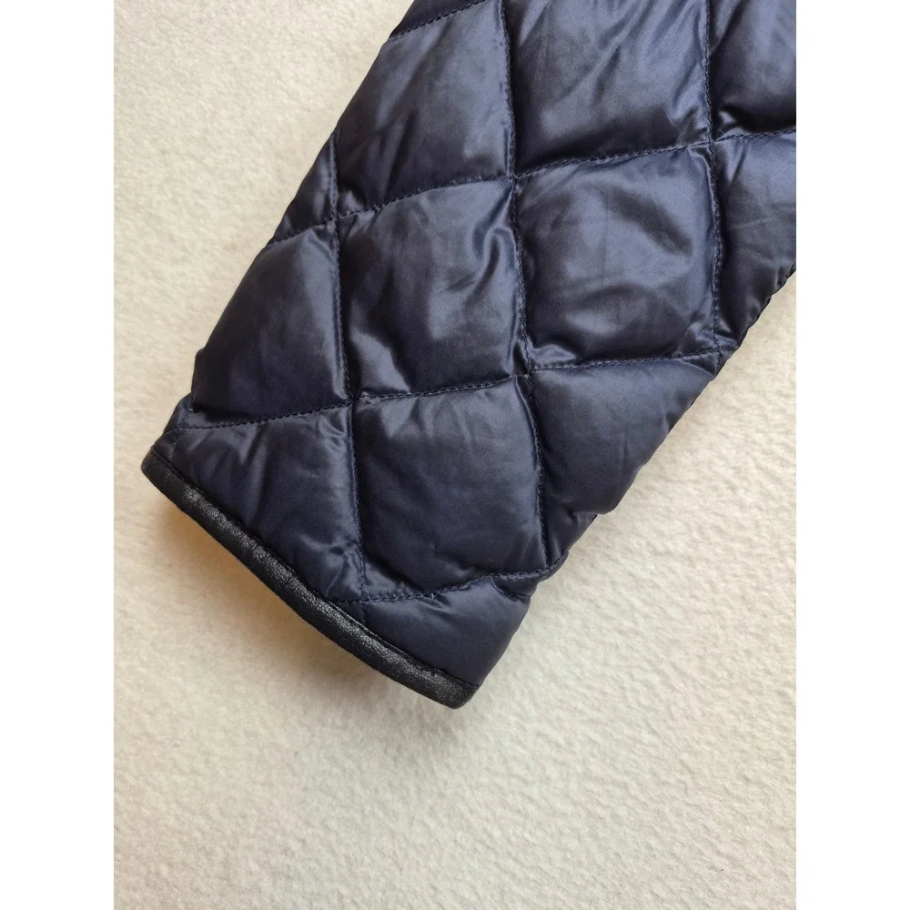 Uniqlo Ultra Light Down Jacket Navy Blue Diamond Quilted Women Small Zip Up